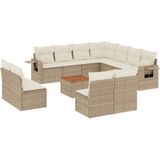 vidaXL - 12-delige - Loungeset - met - kussens - poly - rattan - beige