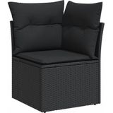 vidaXL 11-tlg. Garten-Sofagarnitur mit Kissen Schwarz Poly Rattan
