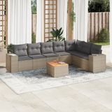 vidaXL 8-delige Loungeset met kussens poly rattan beige