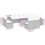 vidaXL - 12-delige - Loungeset - met - kussens - poly - rattan - beige