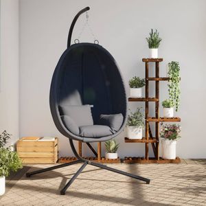 vidaXL Hangstoel - Antracietkleurig - Stof en Staal