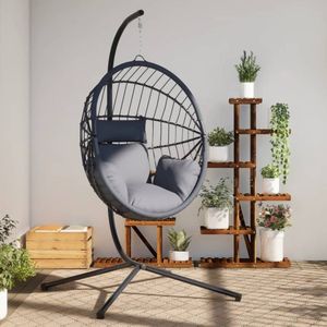 vidaXL - Hangstoel - Grijs - Rattan en Staal