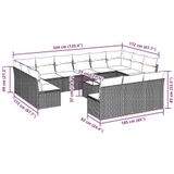 vidaXL 14-delige Loungeset met kussens poly rattan lichtgrijs