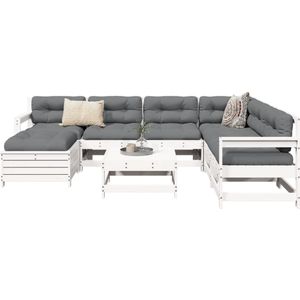 vidaXL 8-tlg. Garten-Sofagarnitur Weiß Massivholz Kiefer