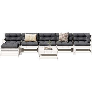 vidaXL 7-delige Loungeset massief grenenhout wit