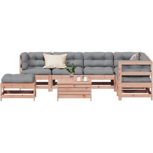 vidaXL - 8-delige - Loungeset - met - kussens - massief - douglashout
