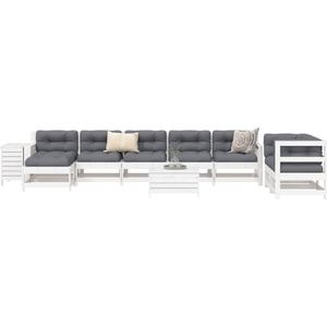 vidaXL 10-delige Loungeset massief grenenhout wit