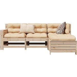 vidaXL - 4-delige - Loungeset - massief - grenenhout