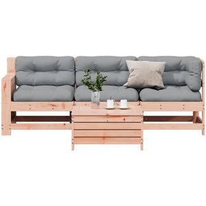 vidaXL - 4-delige - Loungeset - met - kussens - massief - douglashout