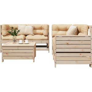 vidaXL 5-tlg. Garten-Sofagarnitur Massivholz Kiefer