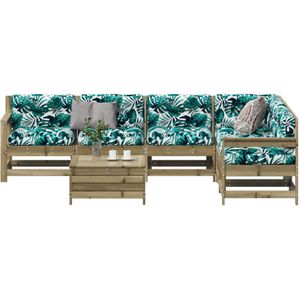 vidaXL 7-tlg. Garten-Lounge-Set mit Kissen Imprägniertes Kiefernholz
