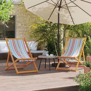 vidaXL - Strandstoelen - 2 - st - Inklapbaar - Stof - Meerkleurig