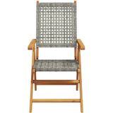 vidaXL - Tuinstoelen - 6 - st - verstelbaar - poly - rattan - en - massief - hout - grijs