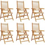 vidaXL - Tuinstoelen - 6 - st - verstelbaar - massief - acaciahout - beige