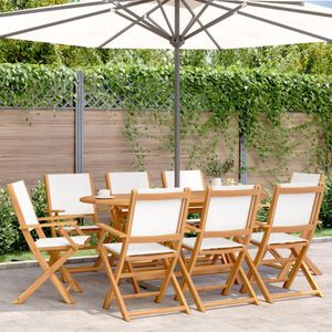 vidaXL Tuinstoelen 8 st inklapbaar massief hout en stof crèmewit