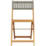 vidaXL - Tuinstoelen - 4 - st - inklapbaar - poly - rattan - en - massief - hout - grijs