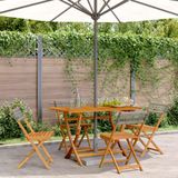 vidaXL - Tuinstoelen - 4 - st - inklapbaar - poly - rattan - en - massief - hout - grijs