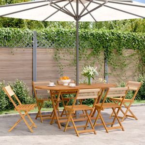 vidaXL - Tuinstoelen - 6 - st - inklapbaar - massief - acaciahout - beige