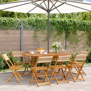 vidaXL - Tuinstoelen - 8 - st - inklapbaar - massief - acaciahout - beige