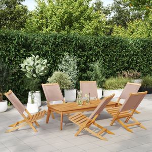 vidaXL Tuinstoelen 6 st inklapbaar stof en massief hout taupe