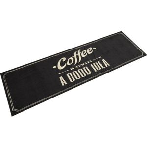 vidaXL - Keukenmat - wasbaar - koffietekst - 45x150 - cm - fluweel