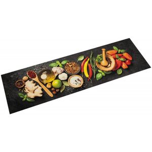 vidaXL - Keukenmat - wasbaar - kruidenprint - 45x150 - cm - fluweel