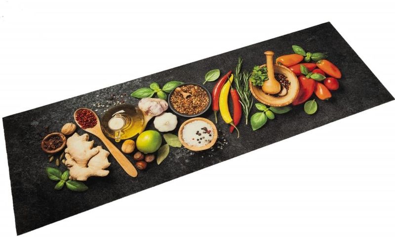 vidaXL Küchenteppich Waschbar Gewürze 60x180 cm Samt