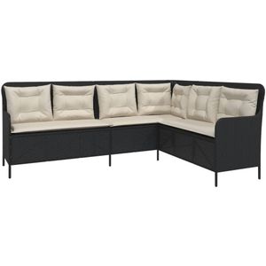 vidaXL Loungesofa Gartensofa in L-Form mit Kissen Schwarz Poly Rattan, 1 Teile