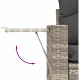 vidaXL 4-delige Loungeset met kussens poly rattan lichtgrijs
