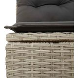 vidaXL 4-delige Loungeset met kussens poly rattan lichtgrijs