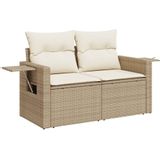 vidaXL 6-delige Loungeset met kussens poly rattan beige