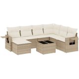 vidaXL - 8-delige - Loungeset - met - kussens - poly - rattan - beige