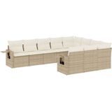 vidaXL - 10-delige - Loungeset - met - kussens - poly - rattan - beige