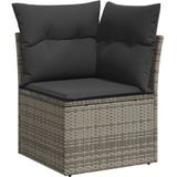 vidaXL - 11-delige - Loungeset - met - kussens - poly - rattan - grijs