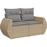 vidaXL - 5-delige - Loungeset - met - kussens - poly - rattan - beige