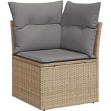 vidaXL 6-delige Loungeset met kussens poly rattan beige