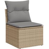 vidaXL 6-delige Loungeset met kussens poly rattan beige