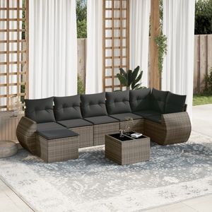 Vidaxl - 8-tlg. Garten-Sofagarnitur mit Kissen Grau Poly Rattan