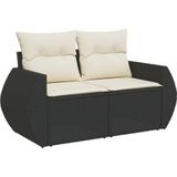 Vidaxl - 10-tlg. Garten-Sofagarnitur mit Kissen Schwarz Poly Rattan