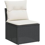 vidaXL 7-tlg. Garten-Sofagarnitur mit Kissen Schwarz Poly Rattan