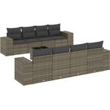 vidaXL - 9-delige - Loungeset - met - kussens - poly - rattan - grijs