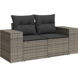 vidaXL - 6-delige - Loungeset - met - kussens - poly - rattan - grijs