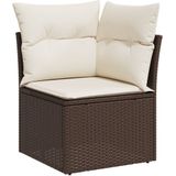 vidaXL - 7-delige - Loungeset - met - kussens - poly - rattan - bruin