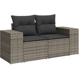 vidaXL 10-delige Loungeset met kussens poly rattan grijs