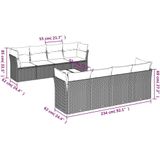 vidaXL - 9-delige - Loungeset - met - kussens - poly - rattan - beige