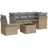 6-tlg. Garten-Sofagarnitur mit Kissen Beige Poly Rattan Vidaxl