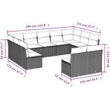 vidaXL - 11-delige - Loungeset - met - kussens - poly - rattan - zwart