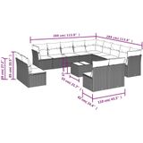 vidaXL - 14-delige - Loungeset - met - kussens - poly - rattan - beige