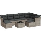 vidaXL - 10-delige - Loungeset - met - kussens - poly - rattan - lichtgrijs