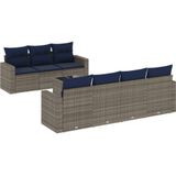 vidaXL 8-delige Loungeset met kussens poly rattan grijs